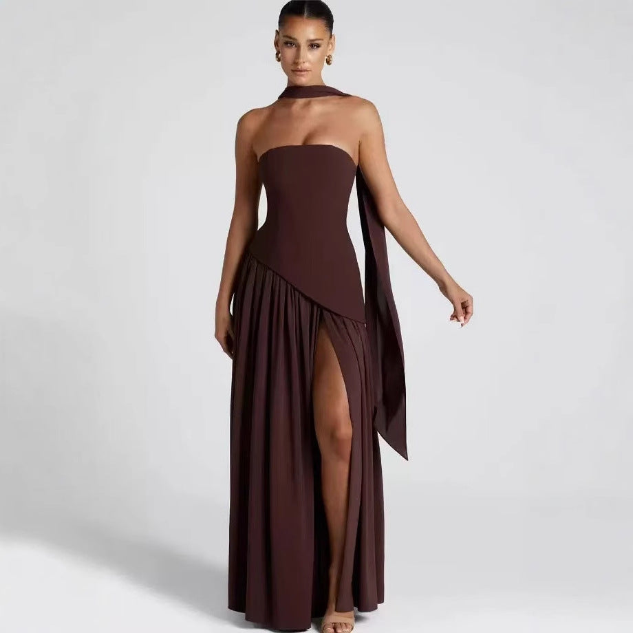 Norielle bustier maxi šaty s rozparkem dlouhé