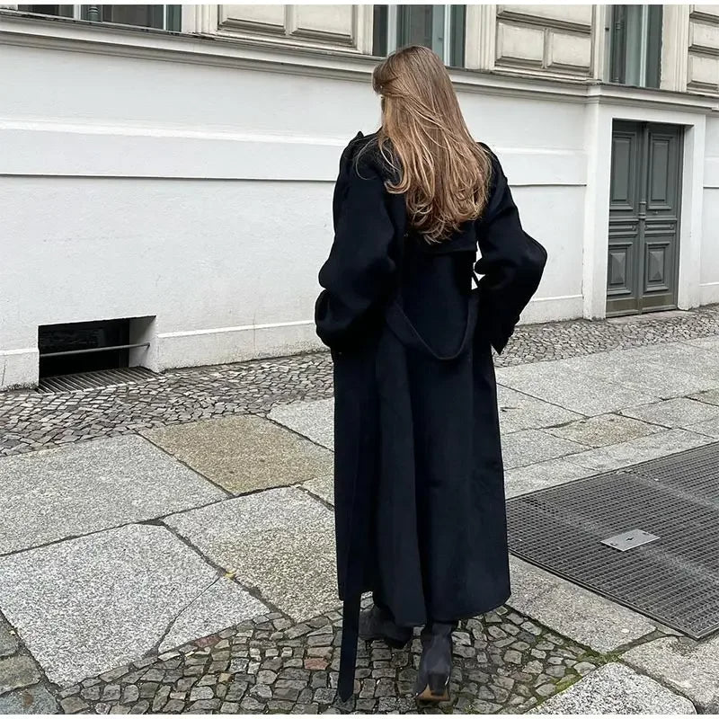 Norielle Inka oversize zimní kabát černý dlouhý