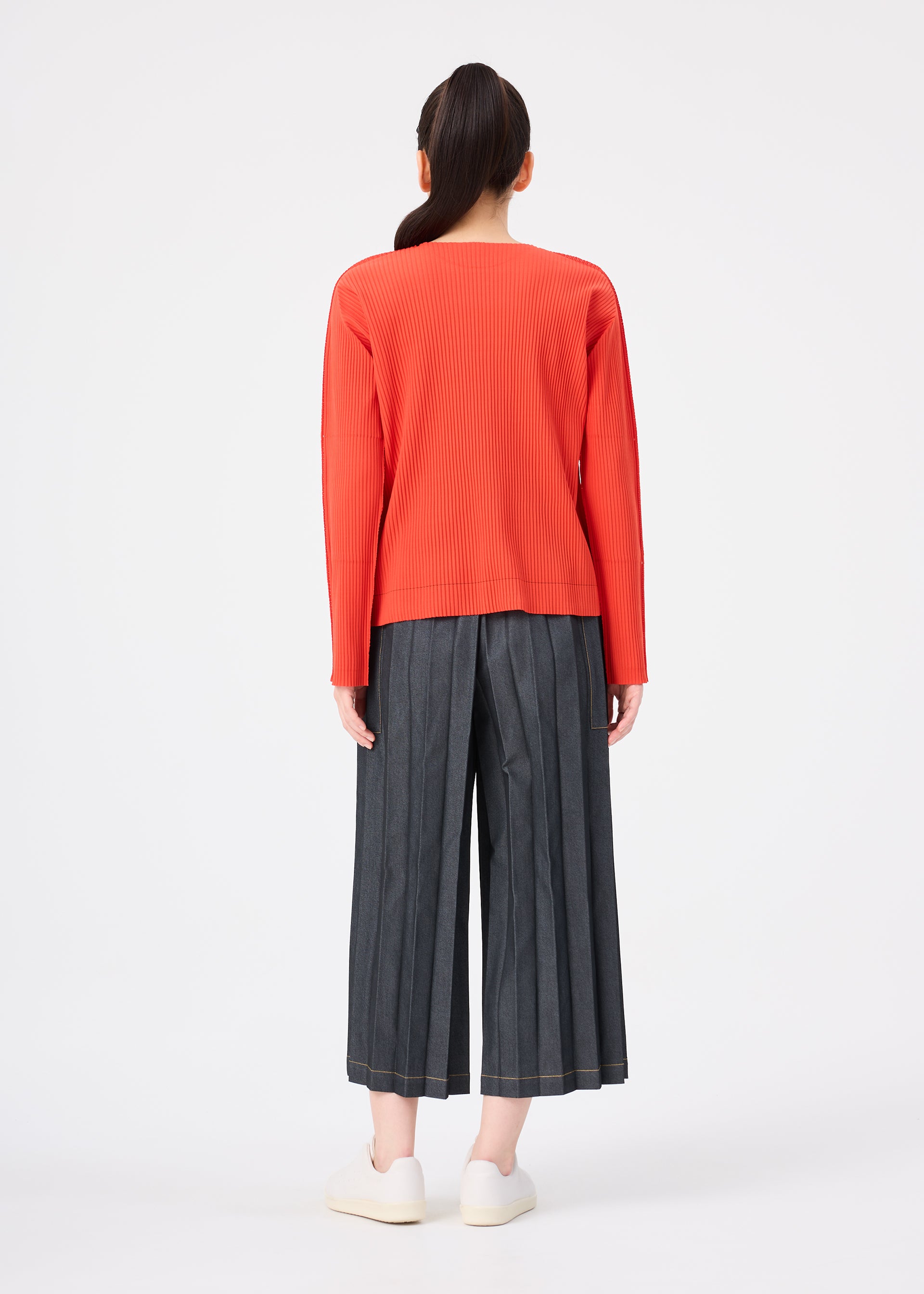 me Issey Miyake Denim Pleats kalhoty indigo denim