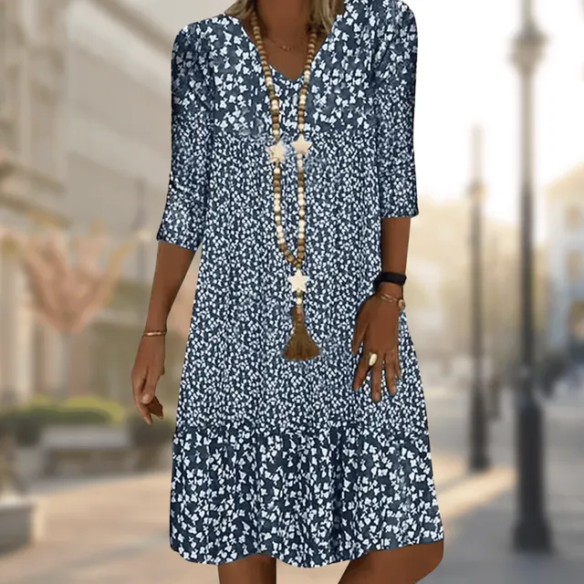 Norielle boho midi šaty s 3/4 rukávem modré