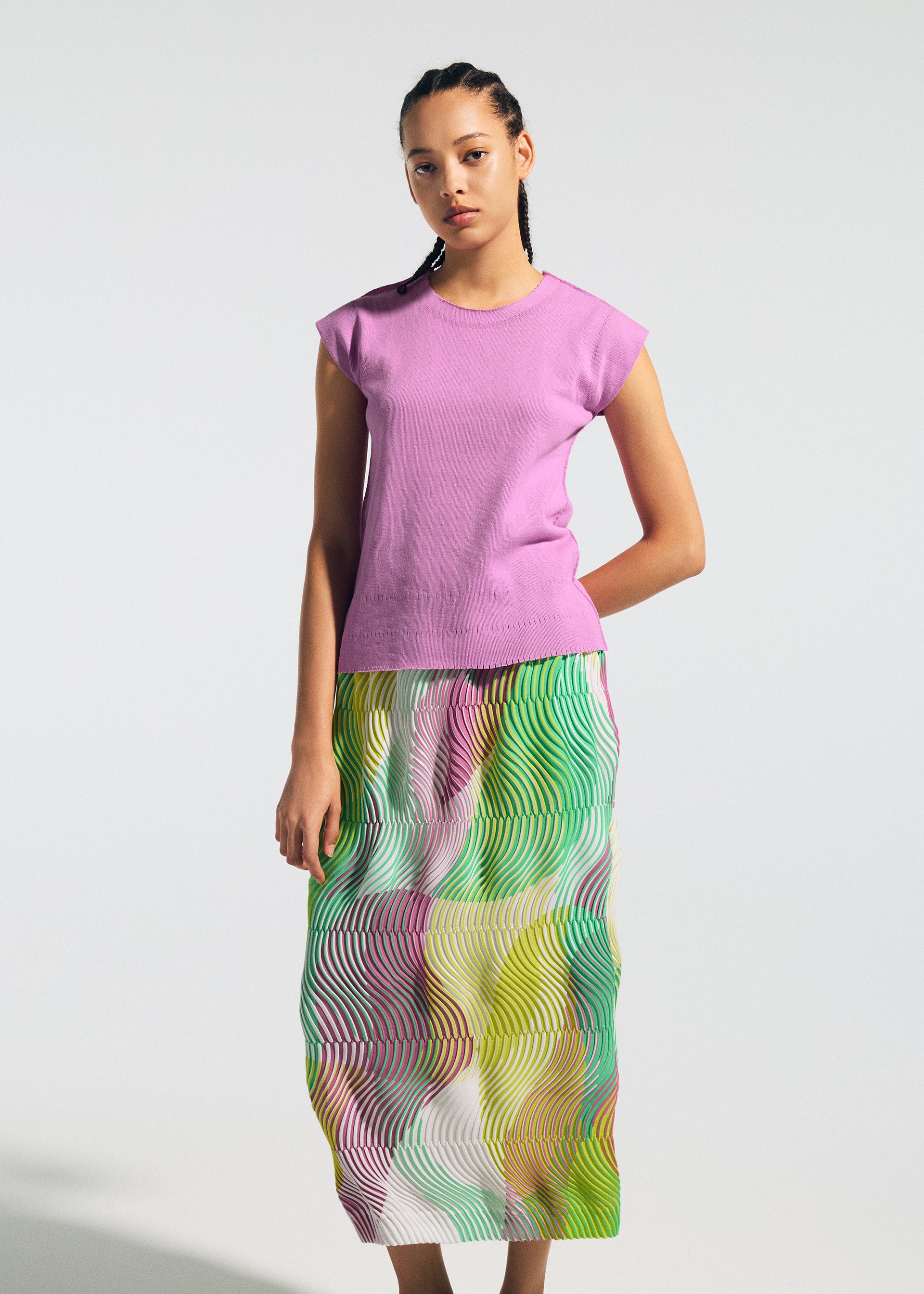 Issey Miyake Type-A 001-3 top Fuchsia Pink francouzský rukáv