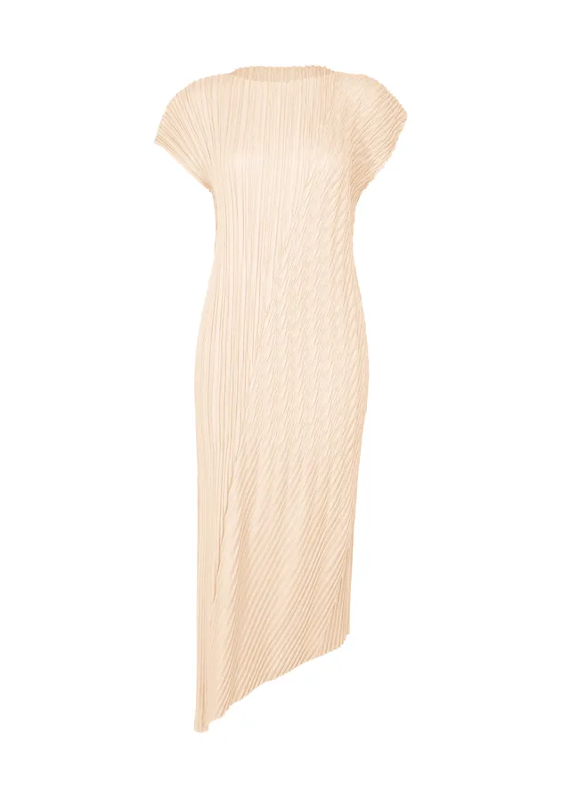 Issey Miyake Unfurling Pleats šaty smetanové