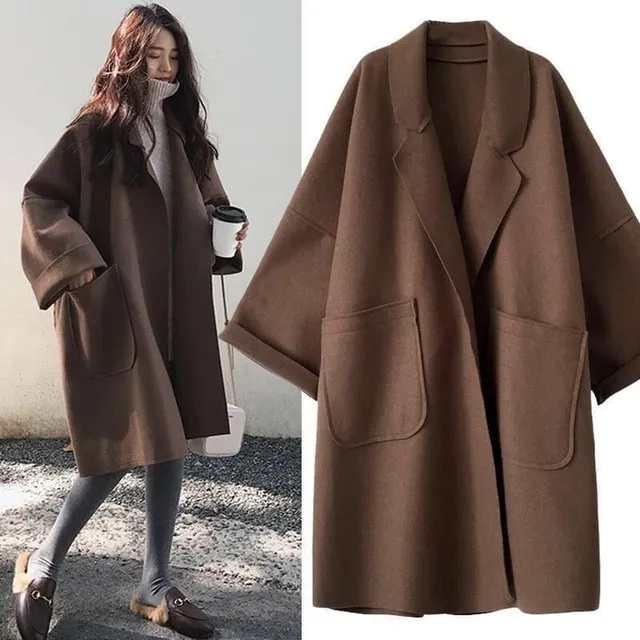Norielle dámský oversize kabát polodlouhý černý