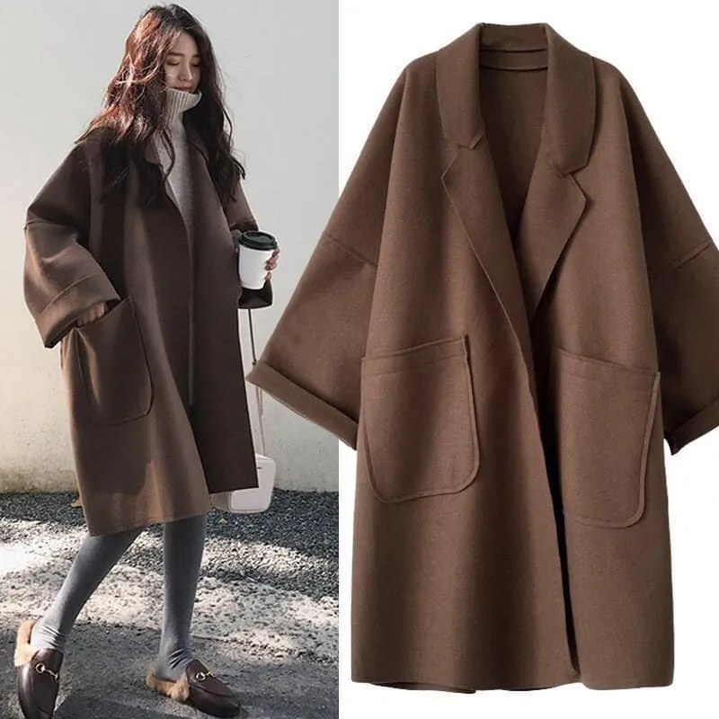 Norielle dámský oversize kabát polodlouhý černý