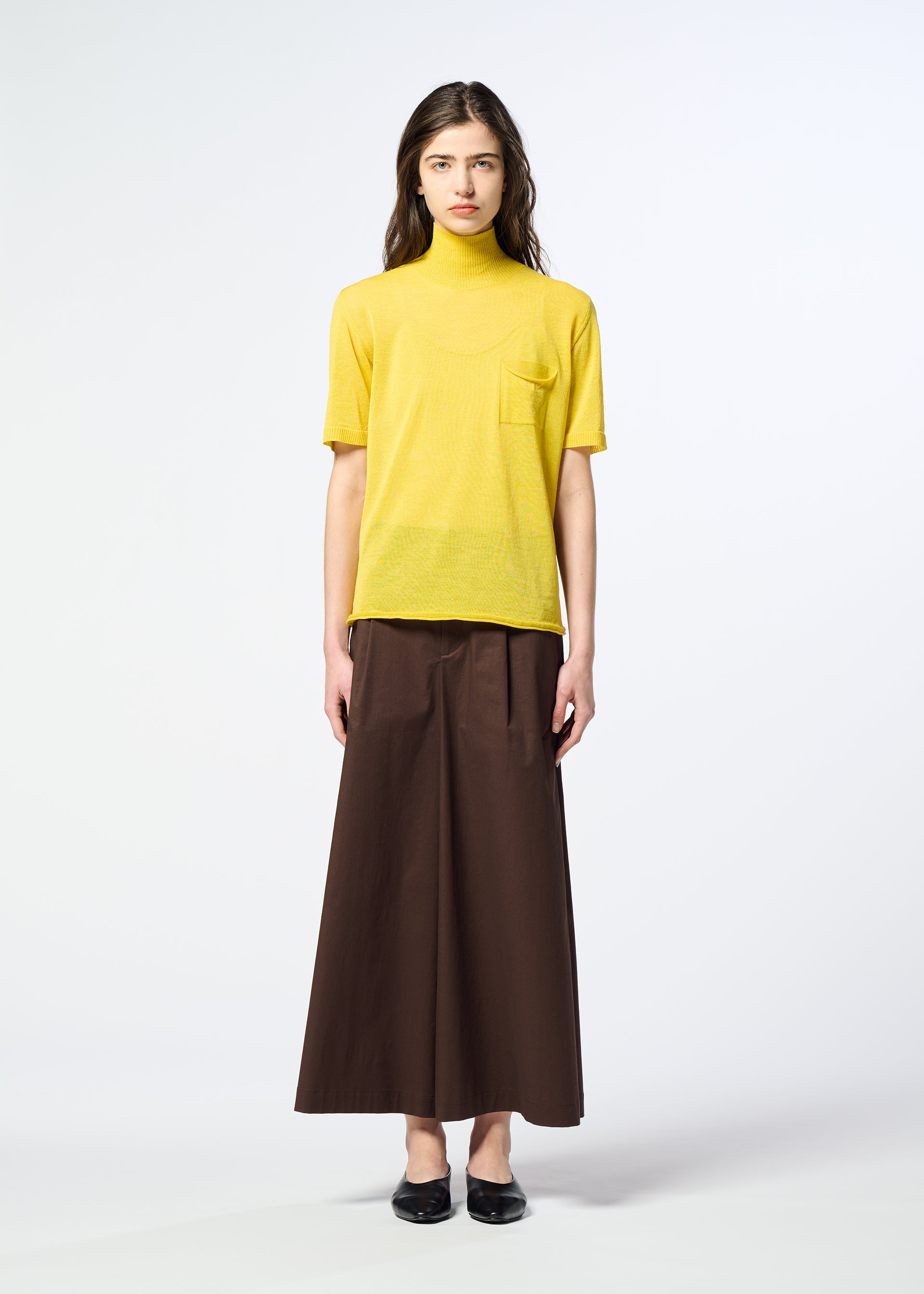Issey Miyake Airy Pocket Layers pletený top písková lehký