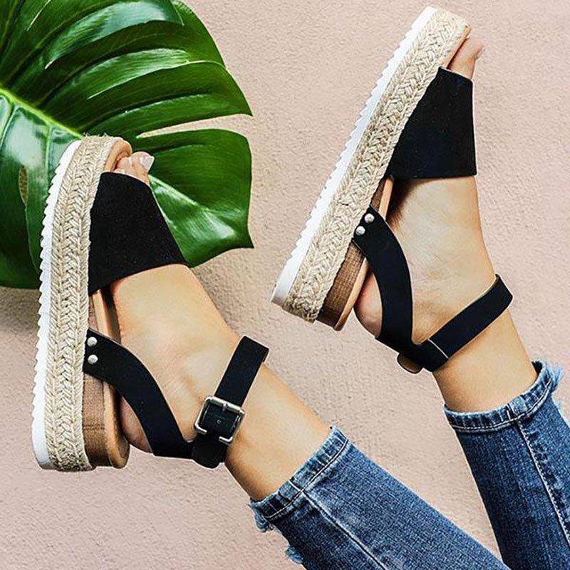Norielle Espadrilky sandály na klínku hnědé