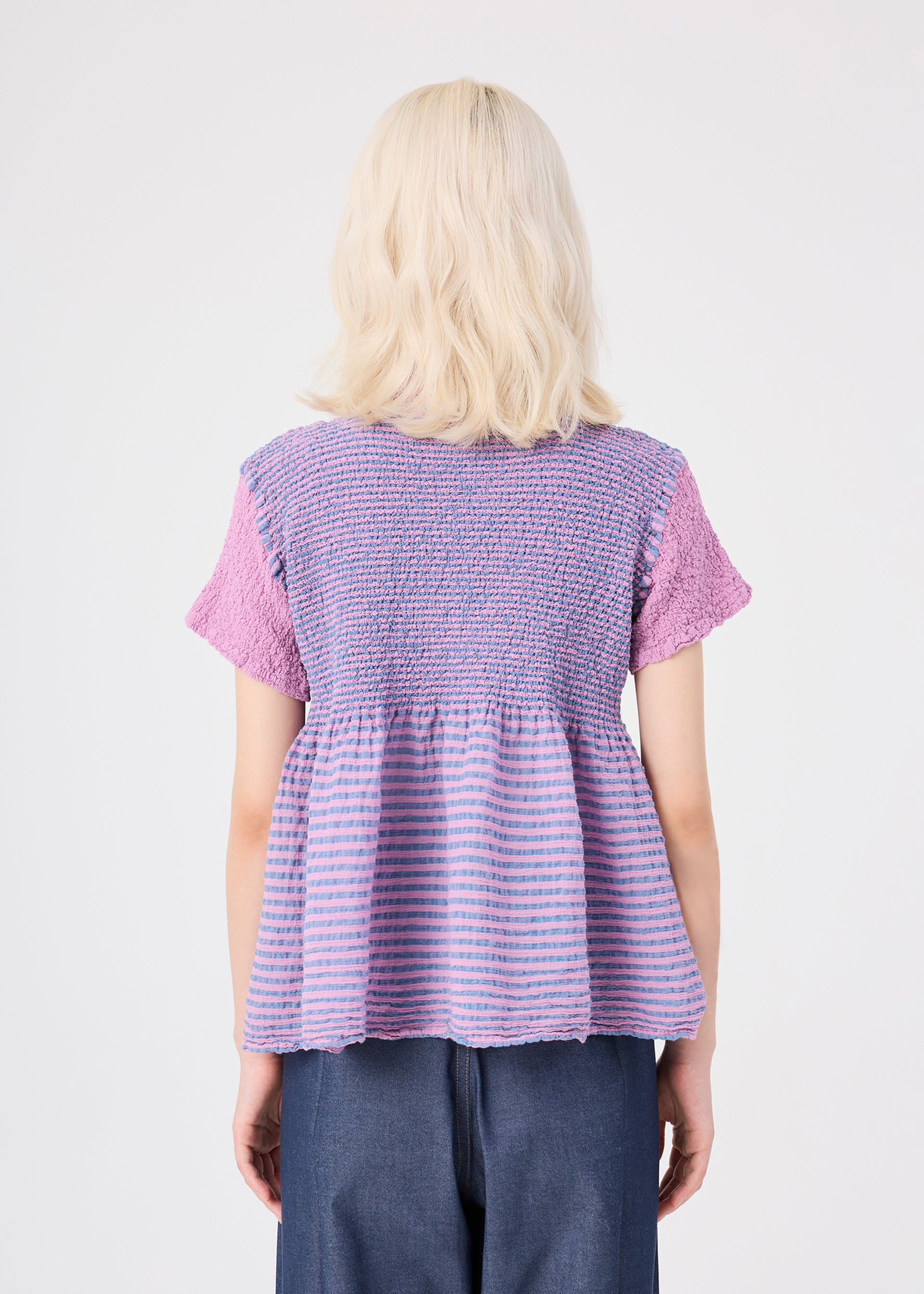 Issey Miyake Stripe Cauliflower top černý