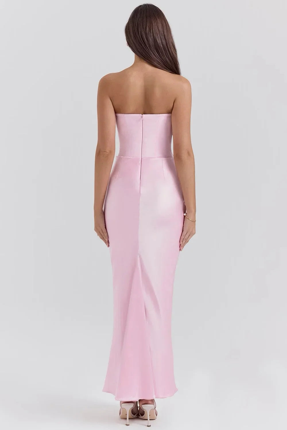 Norielle dlouhé bustier šaty růžové drapované