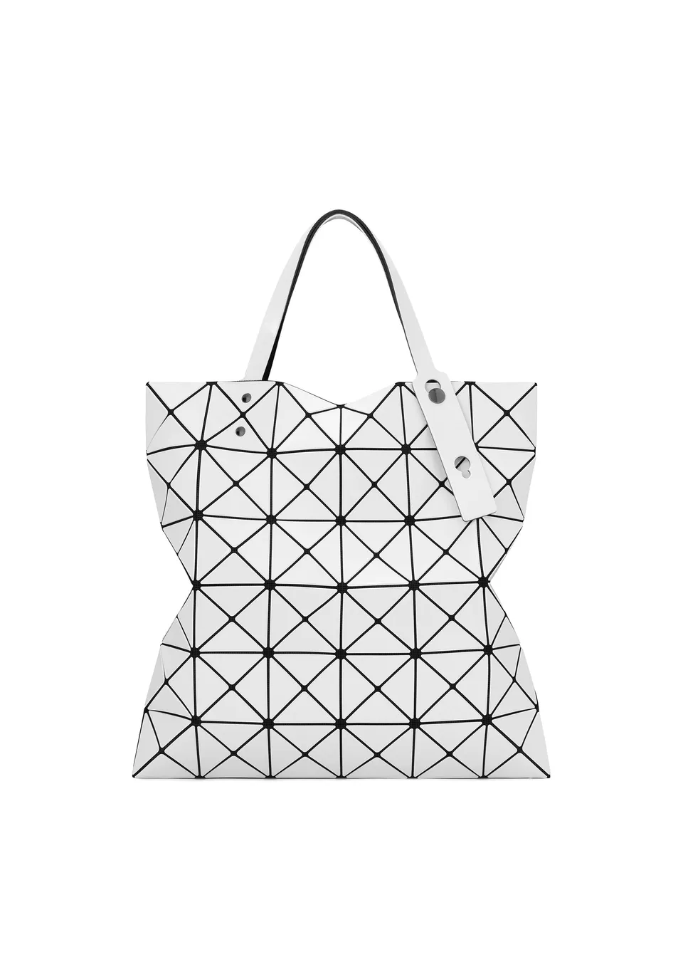 Issey Miyake Lucent tote kabelka bílá trojúhelníky A4