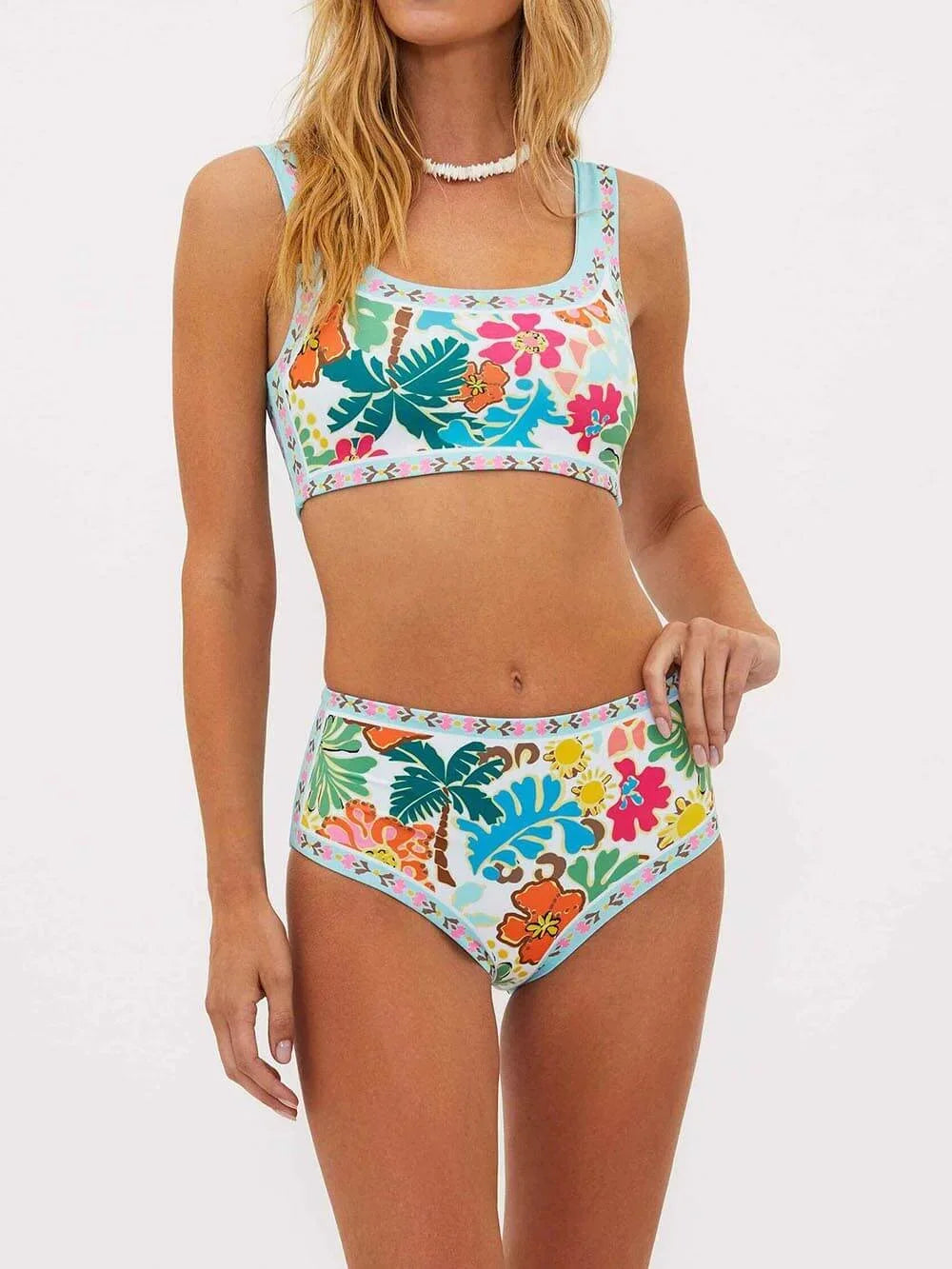 Norielle Floral dvoudílné bikiny květované vysoký pas