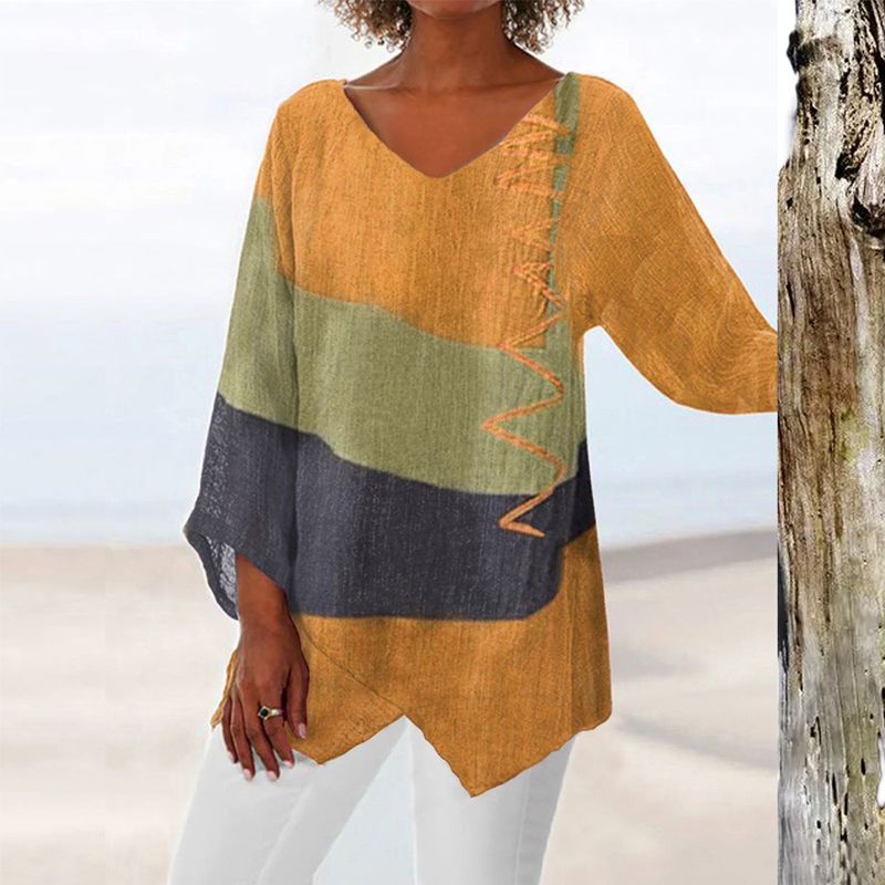 Norielle Patchwork boho tunika s véčkem červená
