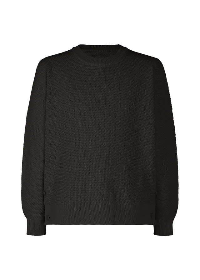 Issey Miyake Rustic Knit svetr černý kulatý výstřih