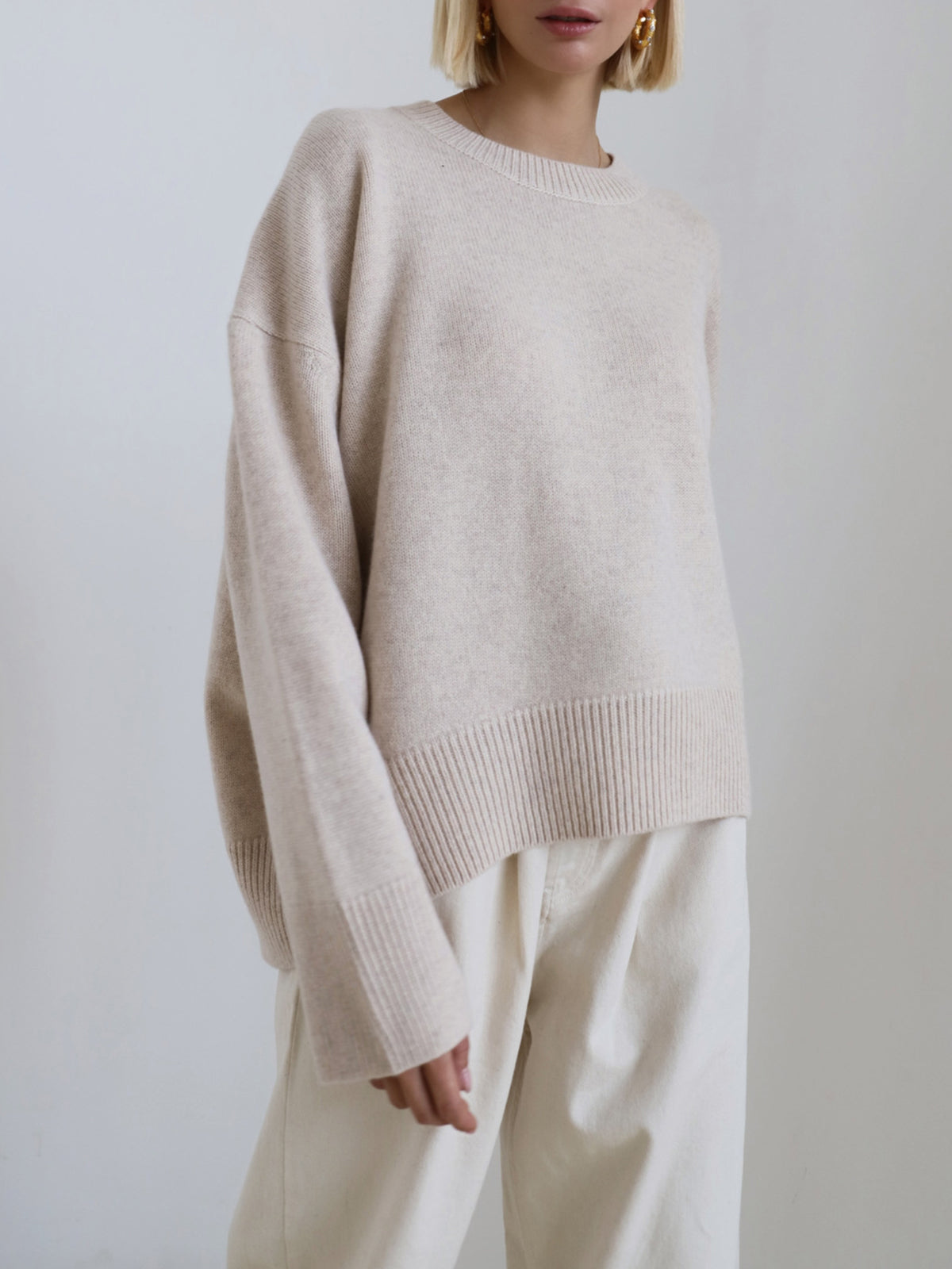 Norielle svetr oversize s rozparky modrobílý