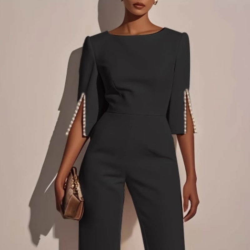 Norielle elegantní overal s kápovými rukávy černý