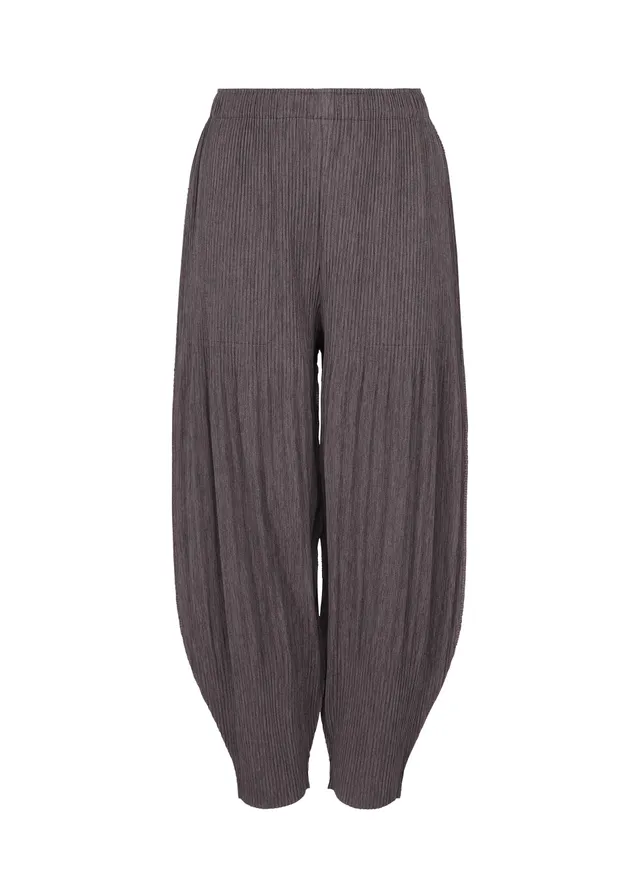 Issey Miyake Mix Fine Knit Pleats kalhoty taupe
