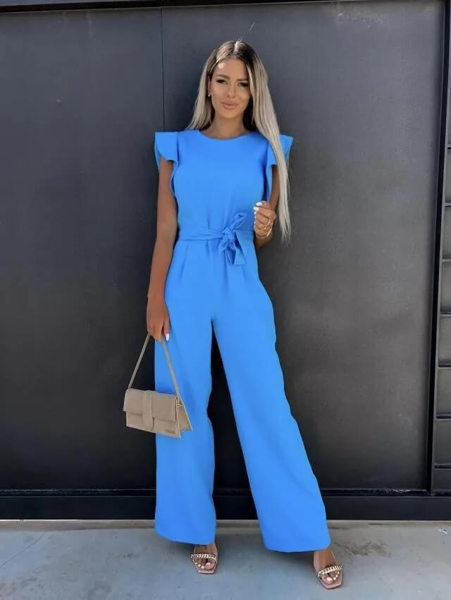 Norielle béžový overal s volány na ramenou XS–3XL