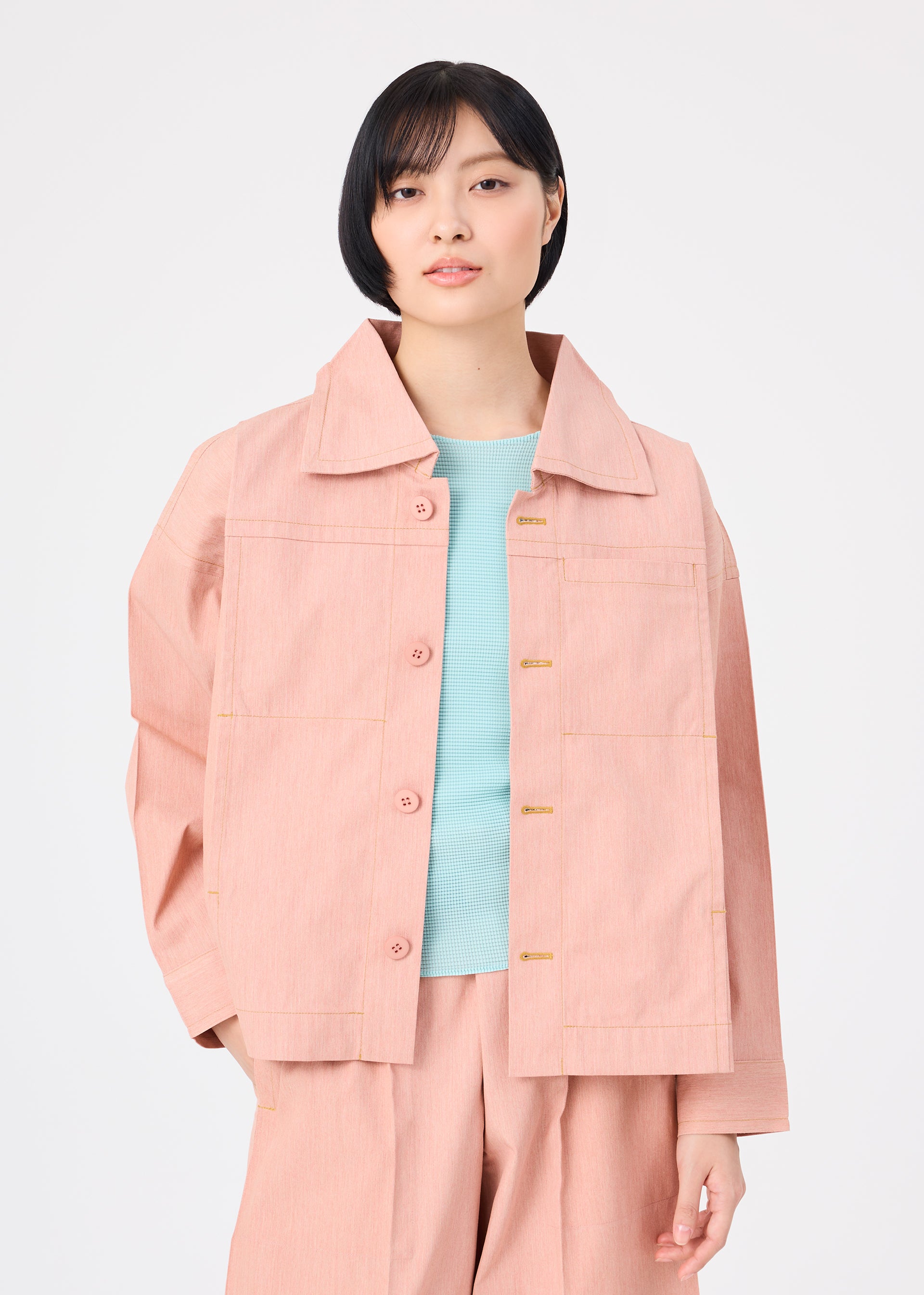 Issey Miyake Flat Denim Seasonal bunda lososová