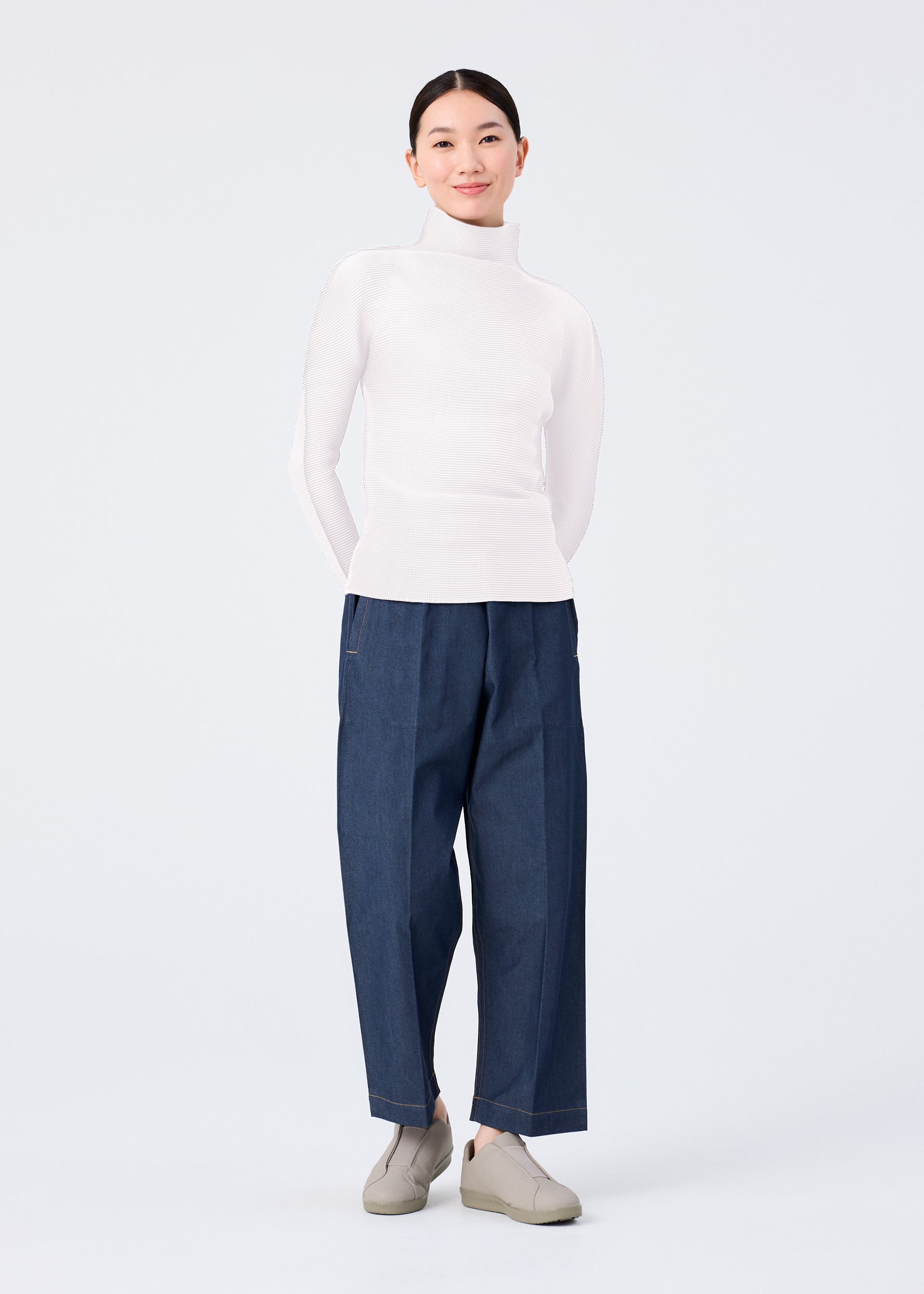 Issey Miyake Flat Denim kalhoty rovné indigo