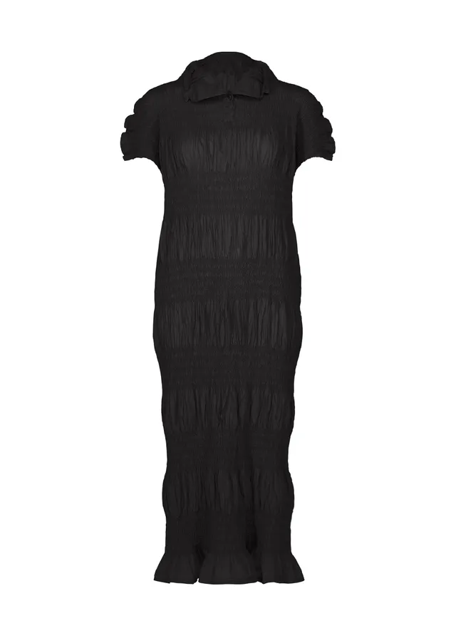Issey Miyake Shrink Stripe košilové šaty černá