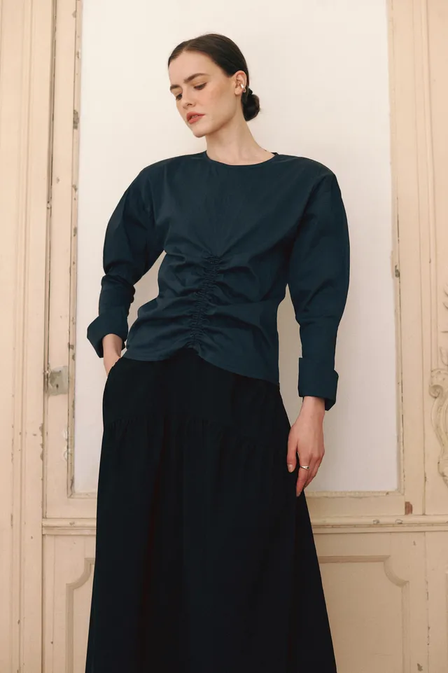 Aurelia & Zwei Frauen Dark Navy košile tmavě modrá saténová