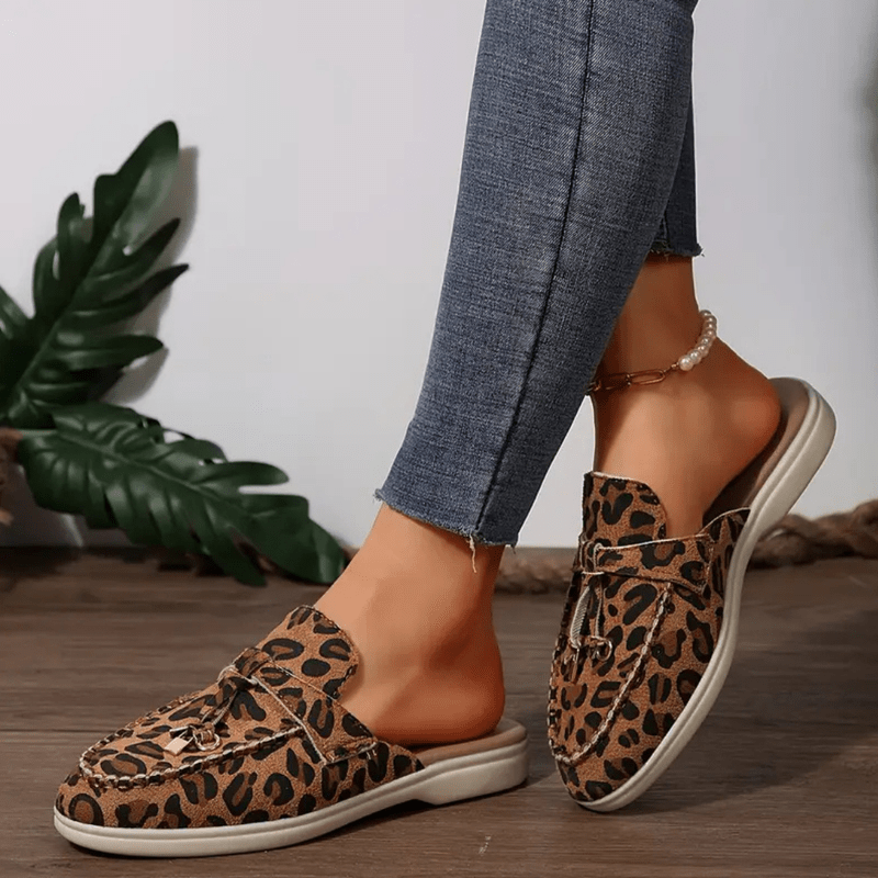 Norielle Mocassin leopardí mules hnědé nazouvací