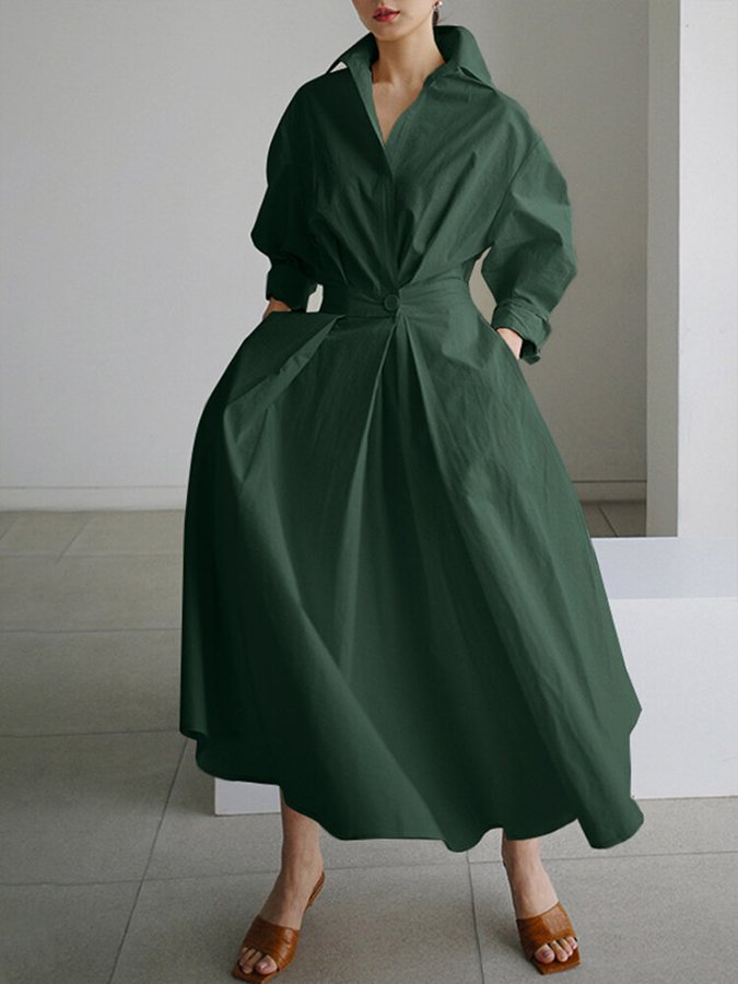 Norielle košilové maxi šaty s páskem béžové elegantní