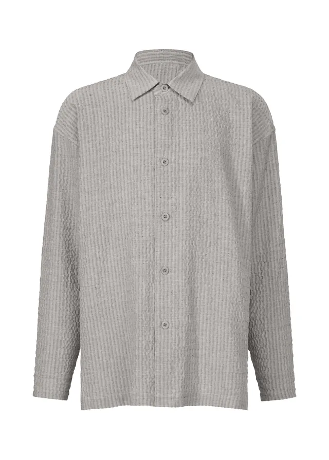 Issey Miyake IM Men Stripe Linen košile šedá
