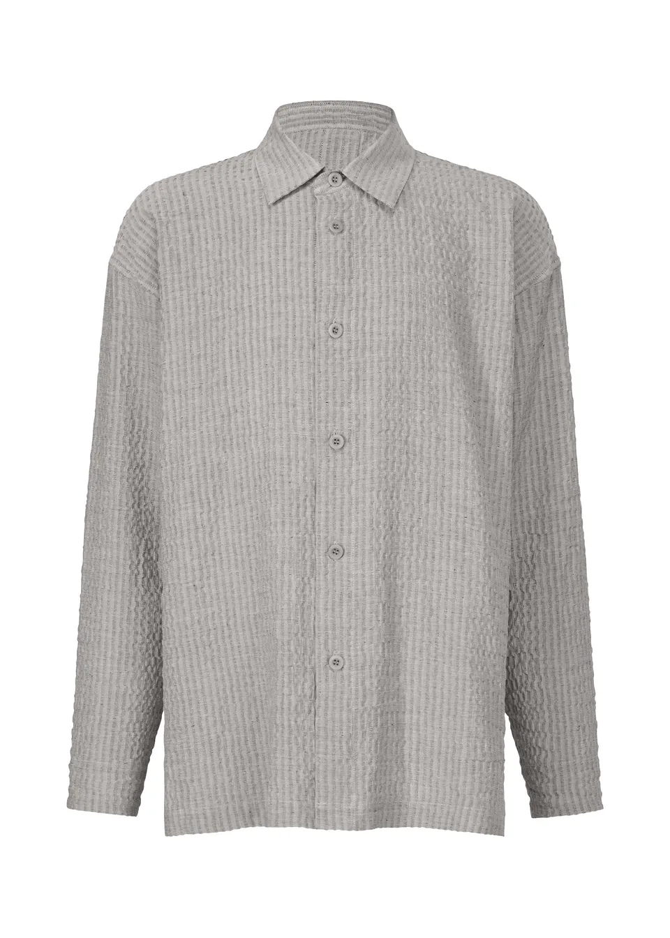 Issey Miyake IM Men Stripe Linen košile šedá