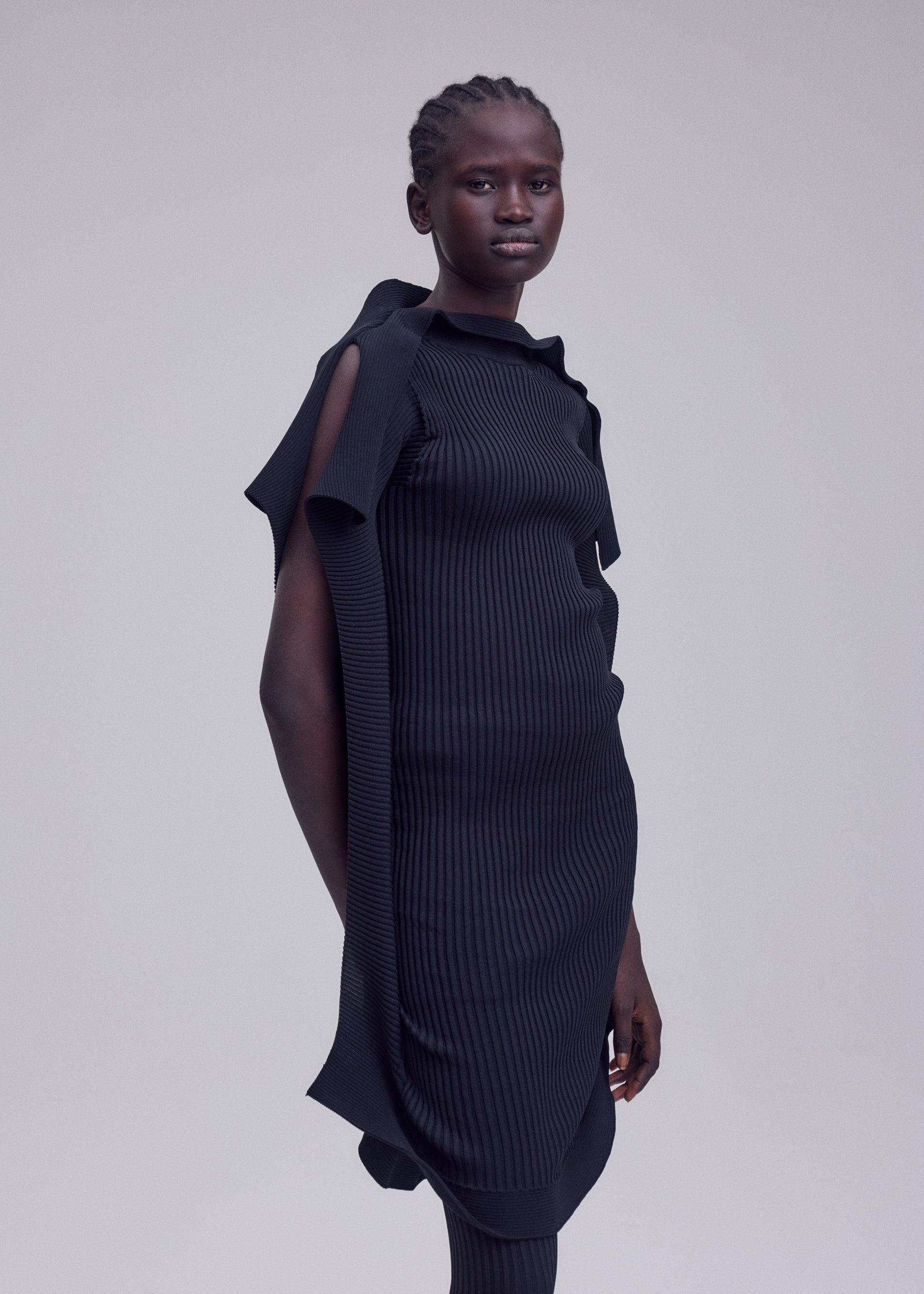 Issey Miyake Prance pletené minišaty ivory vel. 2 recyklované