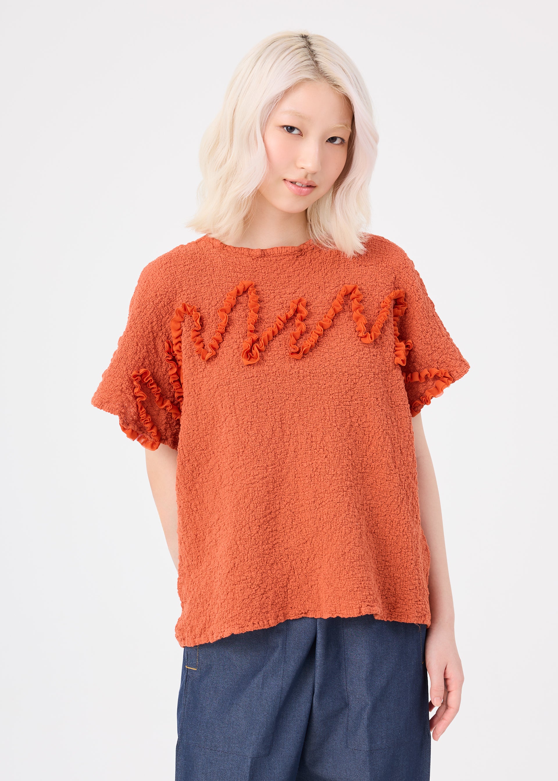 Issey Miyake Leaf Tulle Cauliflower MI64500 top Vermilion bavlna