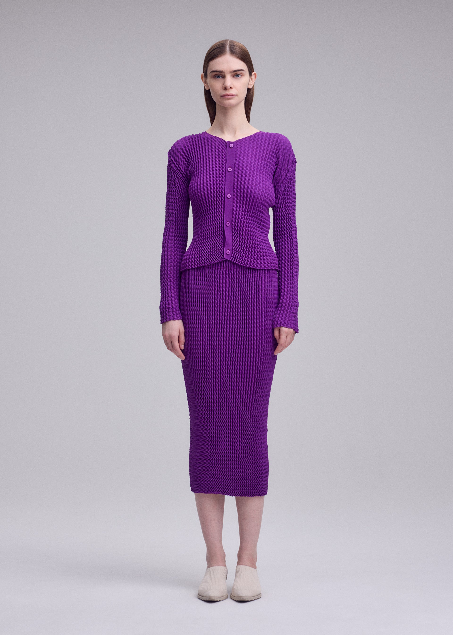 Issey Miyake Spongy 68 pletená sukně šedá 2 bavlna