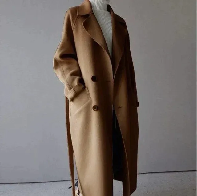 Norielle dlouhý oversize kabát s páskem béžový