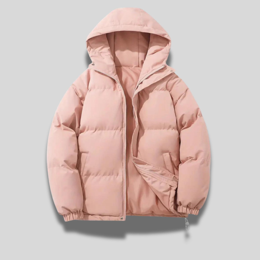 Norielle Oversize krátká zimní bunda s kapucí khaki