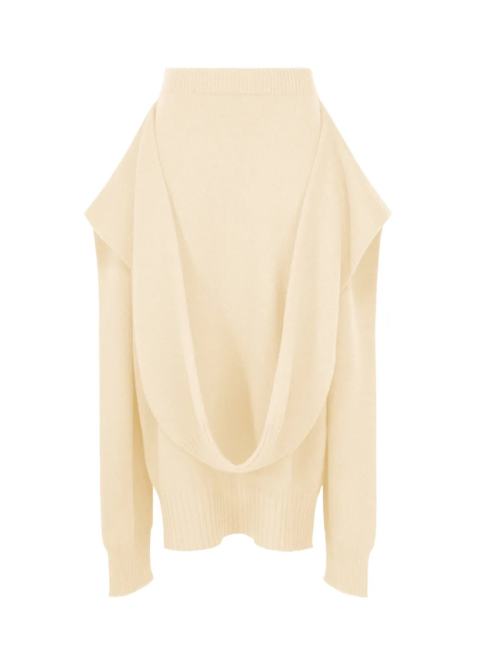 Issey Miyake O Knit sukně off-white vlněná