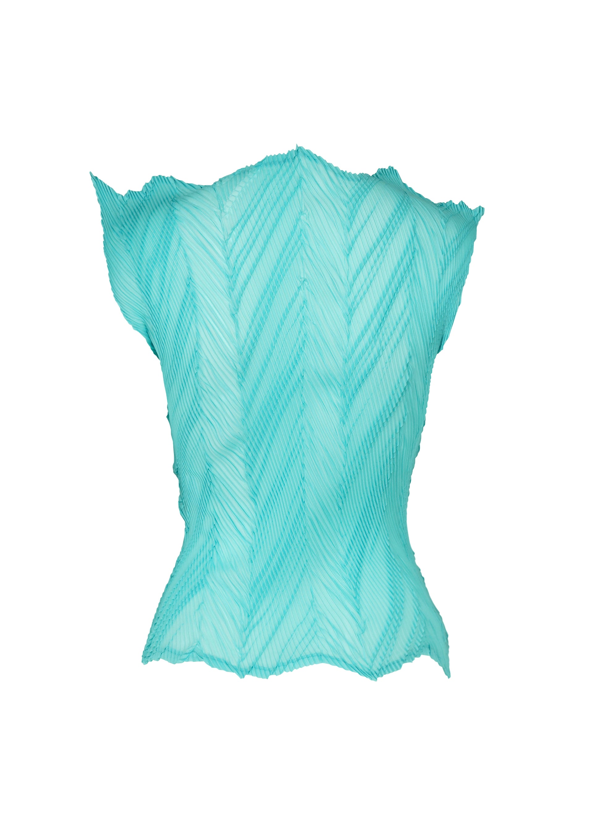 Issey Miyake Zigzag Pleats top světle modrá krátký rukáv