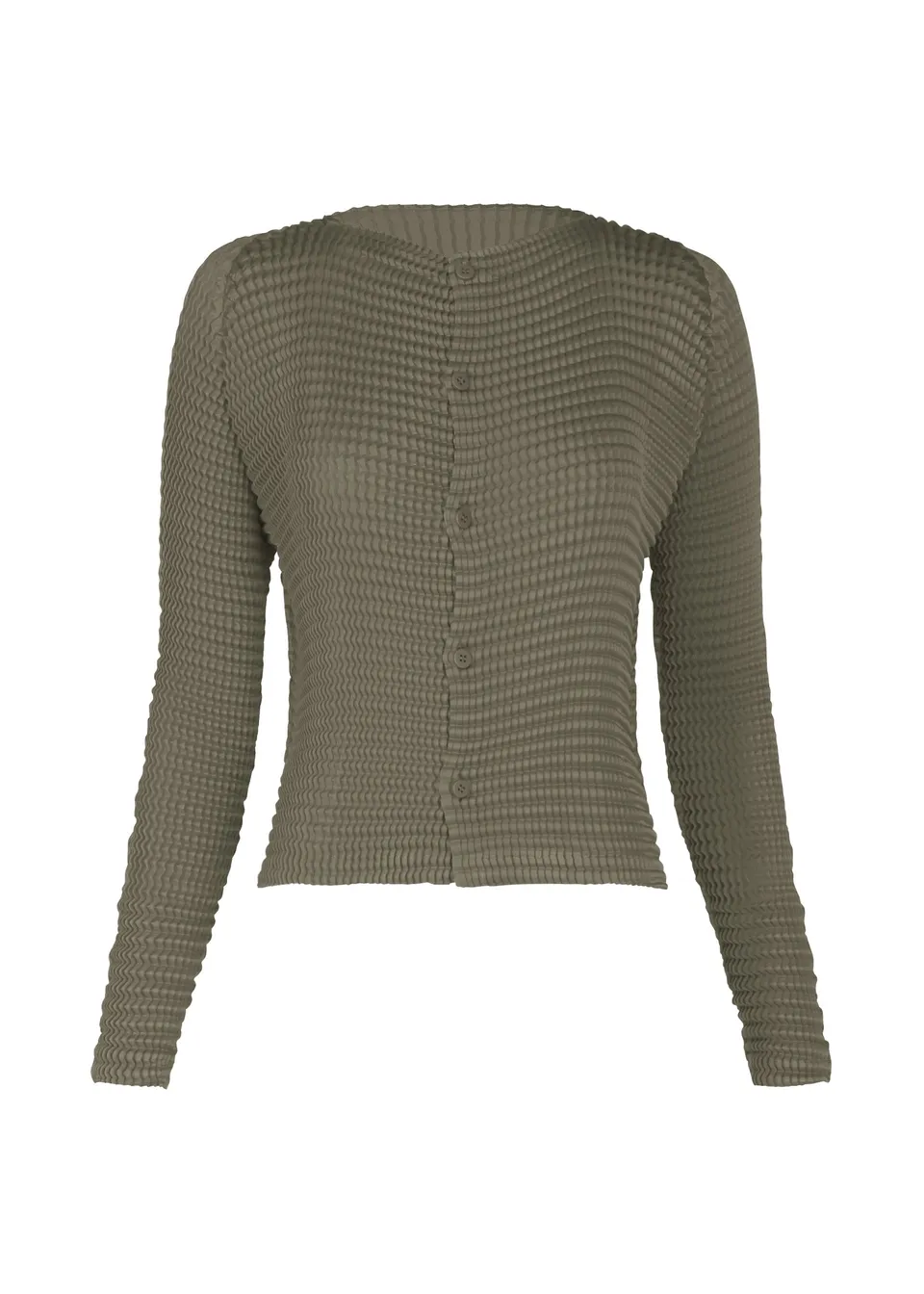 Issey Miyake Suede Like Pleats kardigan šedý semišový