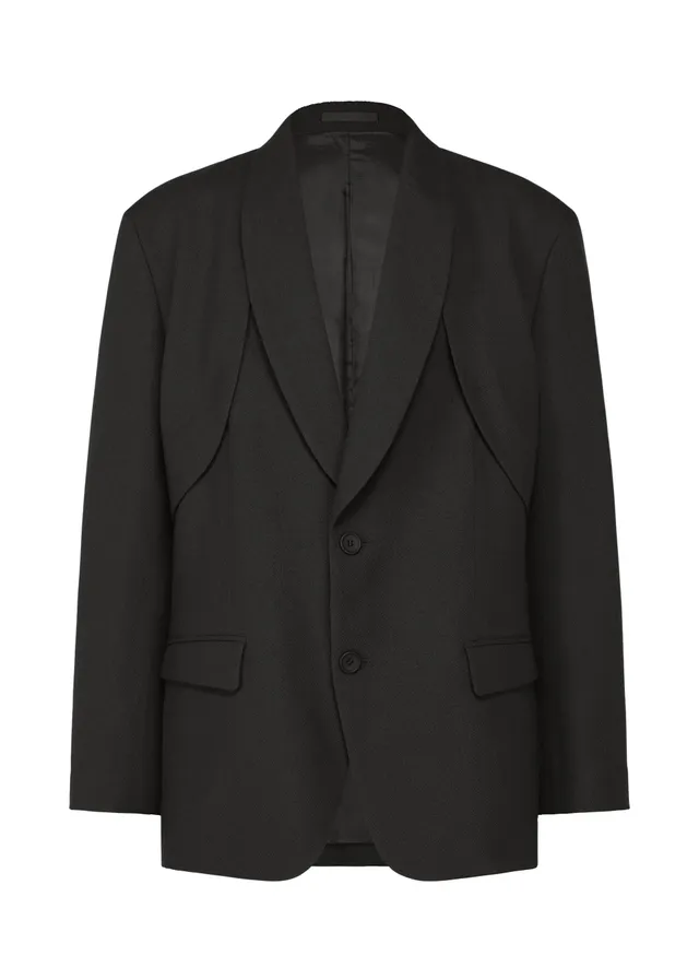 Issey Miyake Shrink Wool bunda černá vlněná 2v1