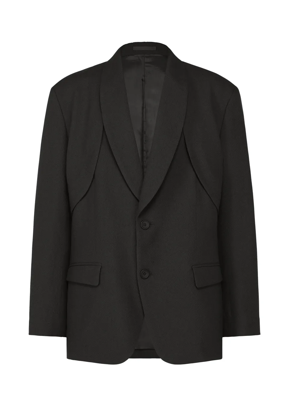 Issey Miyake Shrink Wool bunda černá vlněná 2v1