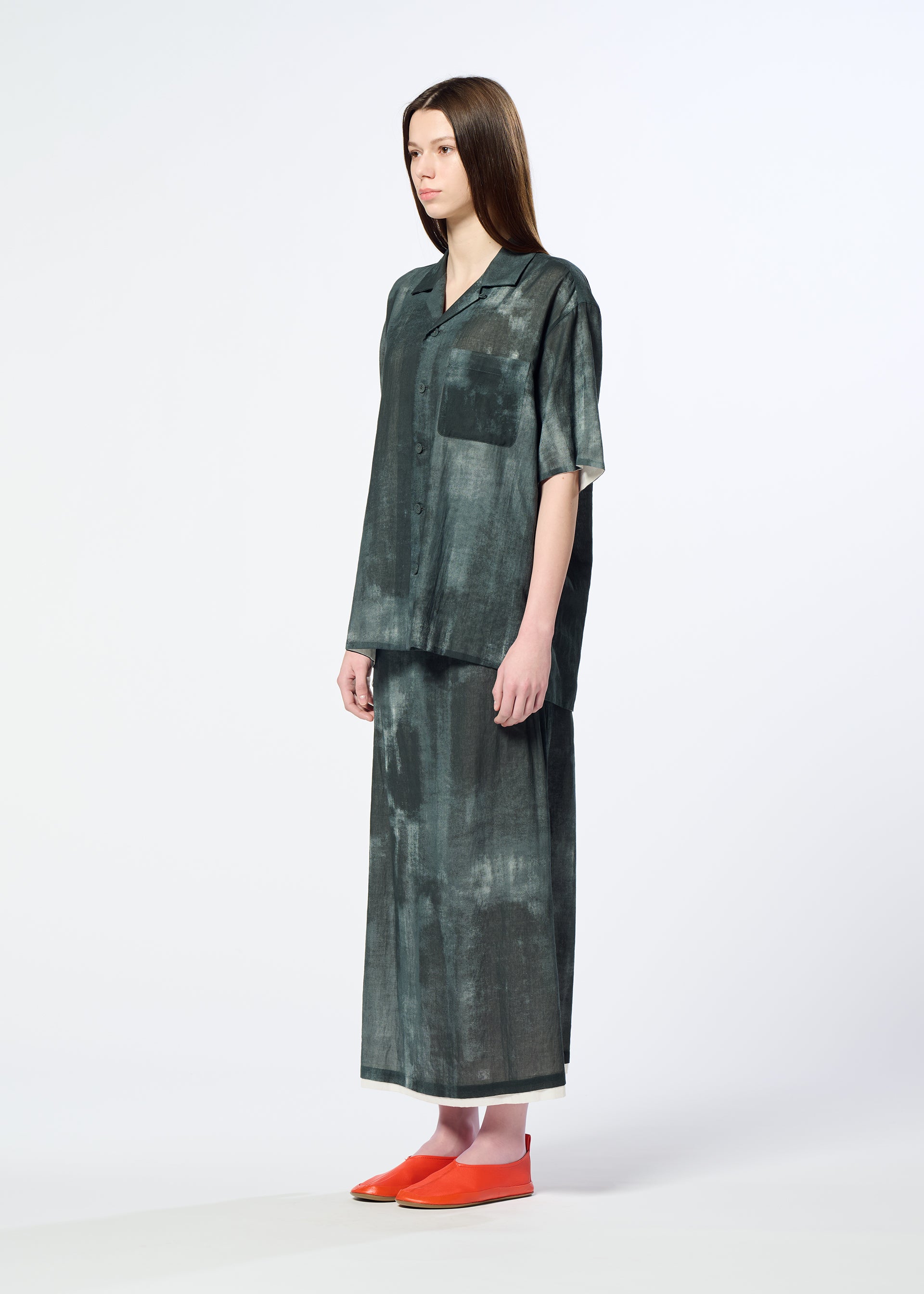Issey Miyake HaaT Wall White Hem sukně šedá vzorovaná