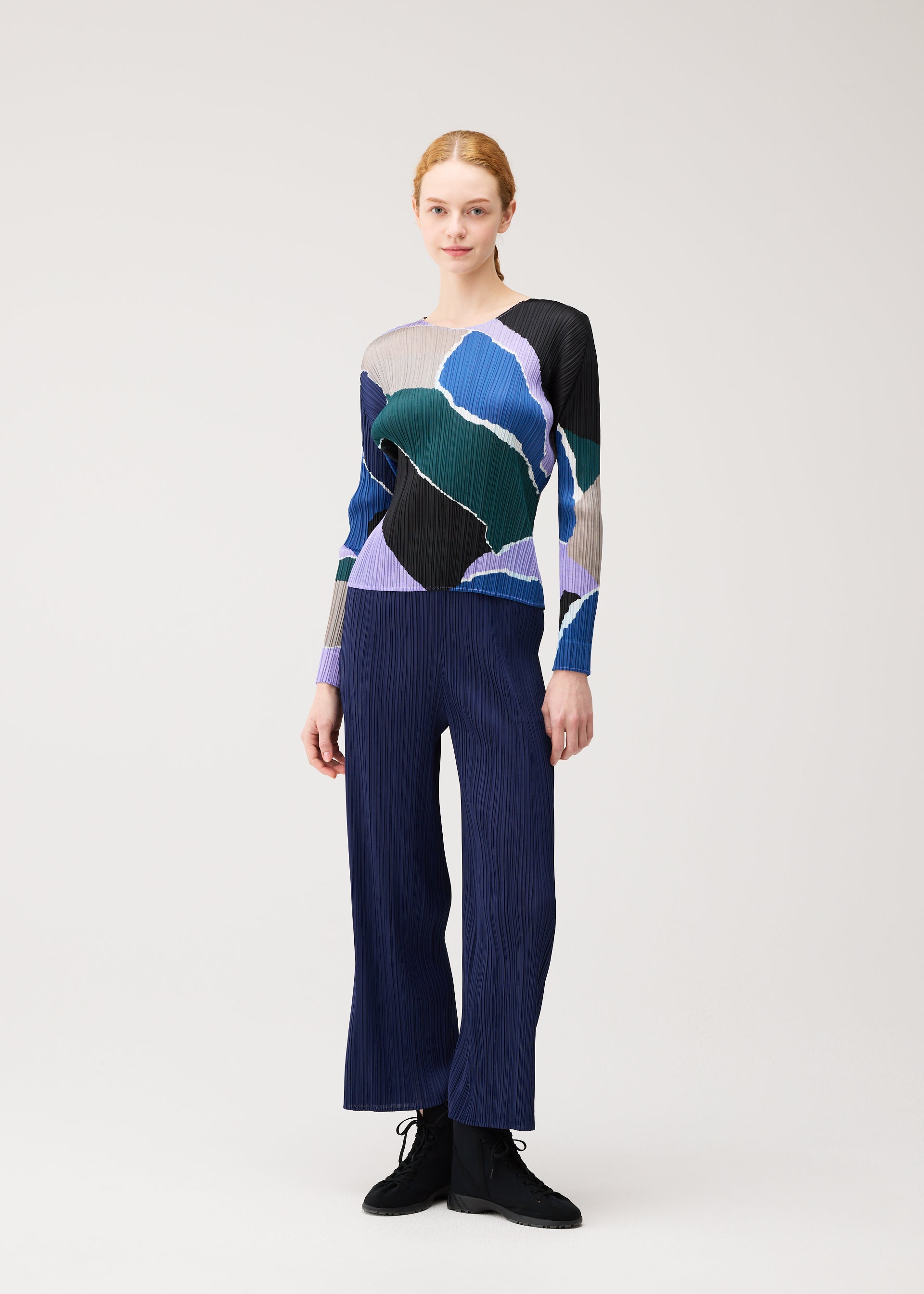 Issey Miyake Surprise top s dlouhým rukávem oranžová potisk