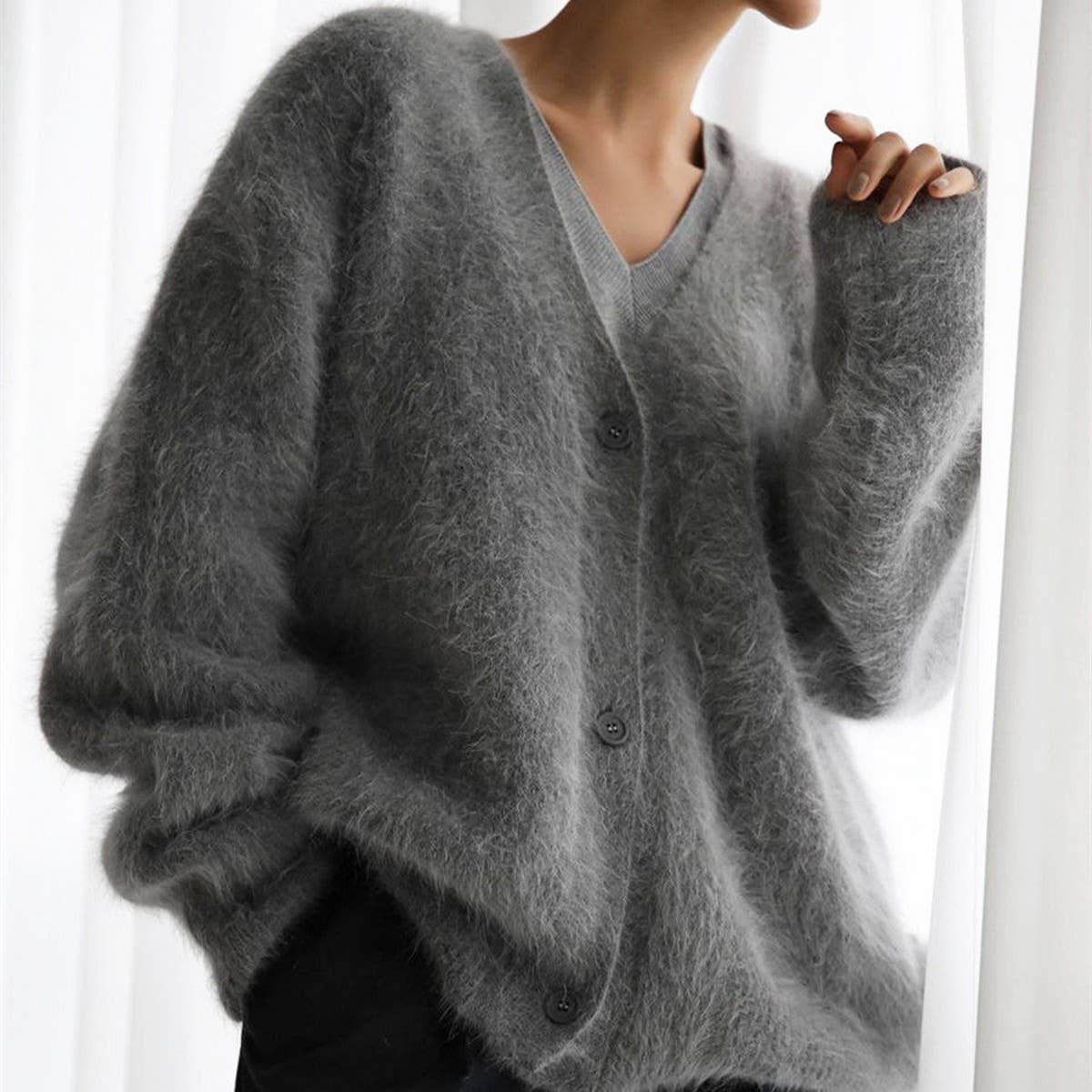 Norielle pletený cardigan s výstřihem do V bílý