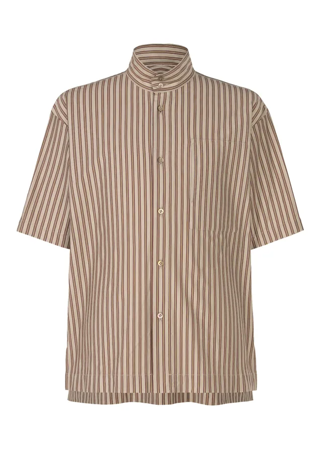 Homme Plissé Issey Miyake Stripe Jersey košile hnědá