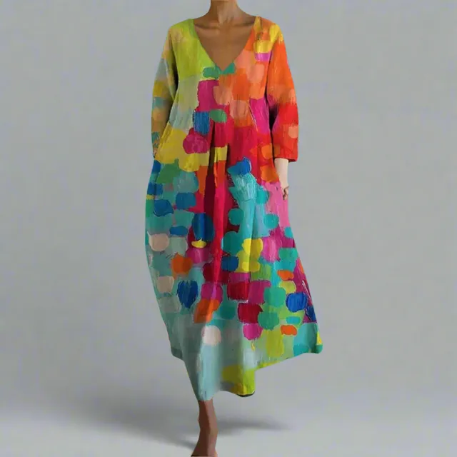 Norielle maxi šaty s výstřihem do V barevné