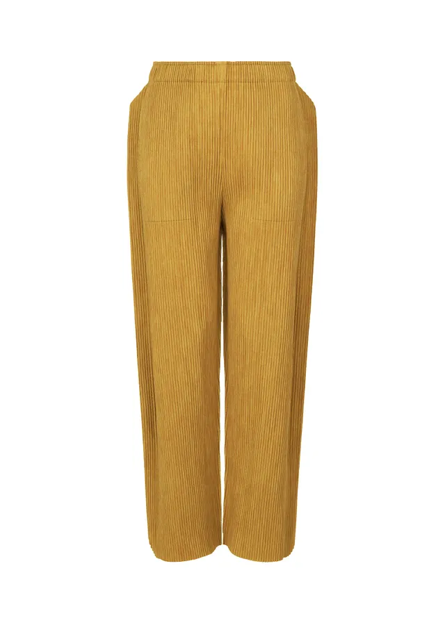 Issey Miyake Mix Fine Knit Pleats kalhoty žluté