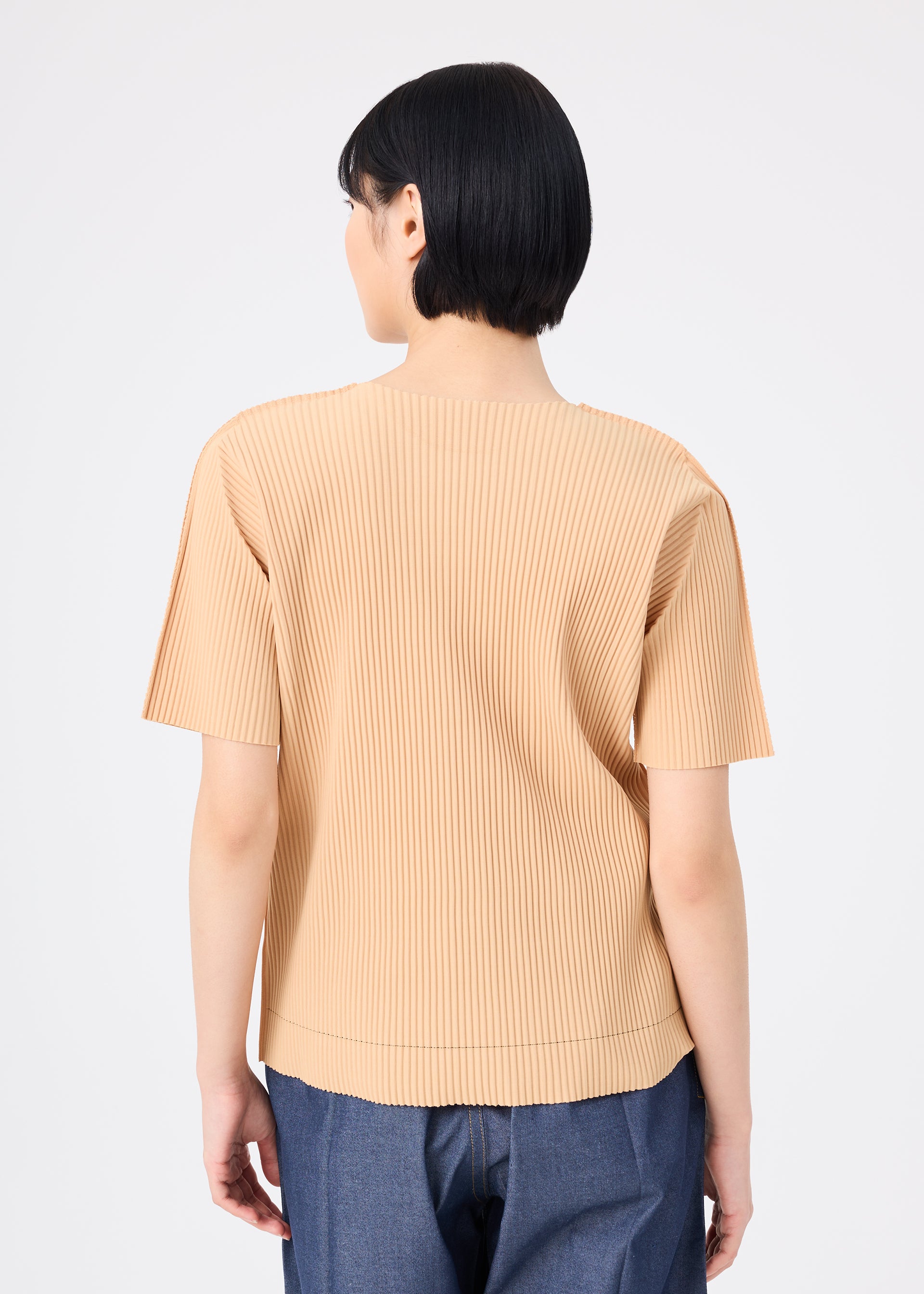 Issey Miyake Fine Knit Pleats Color 1 top camel lehký
