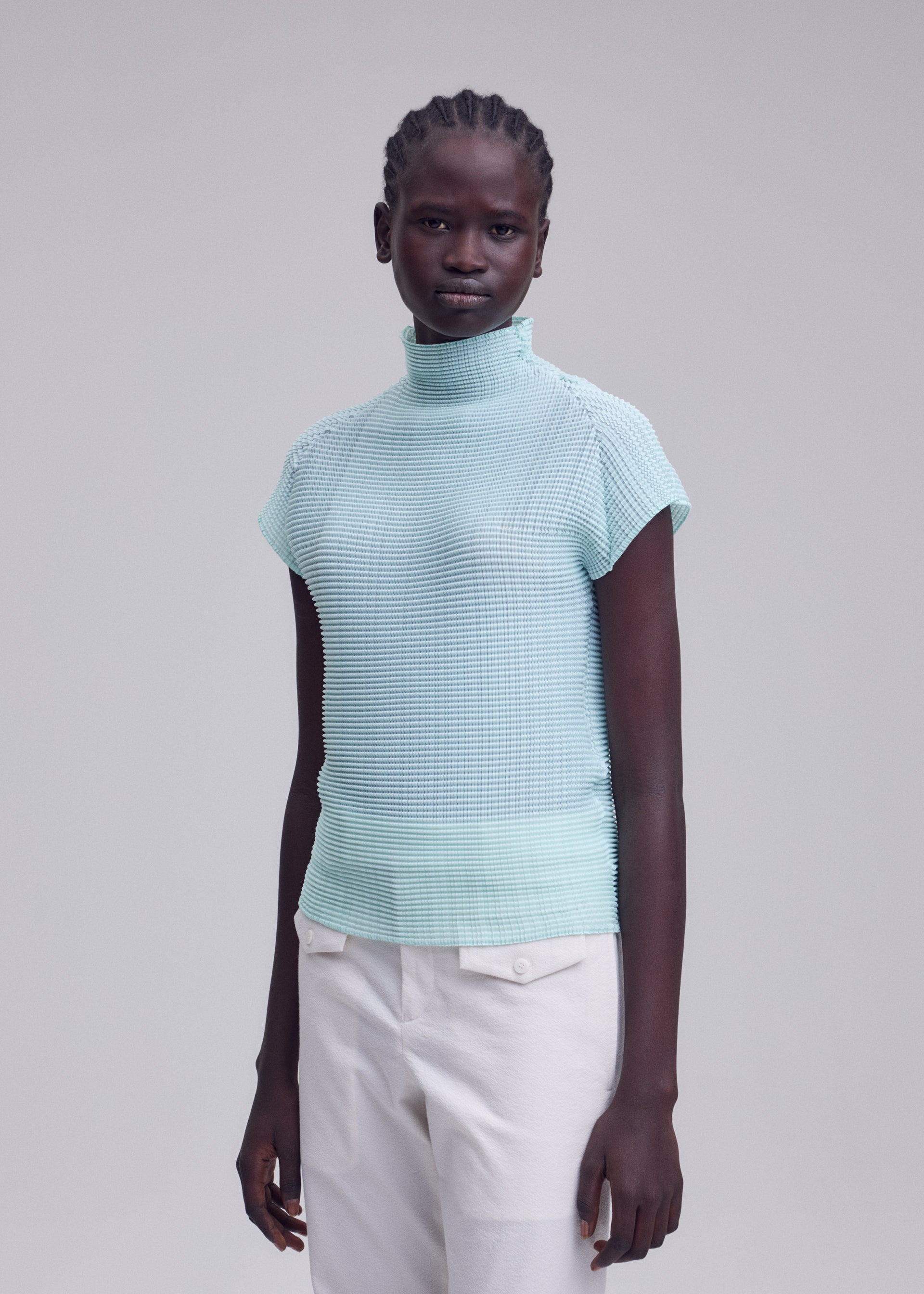 Issey Miyake Wooly Pleats-68 top zelená plisovaný