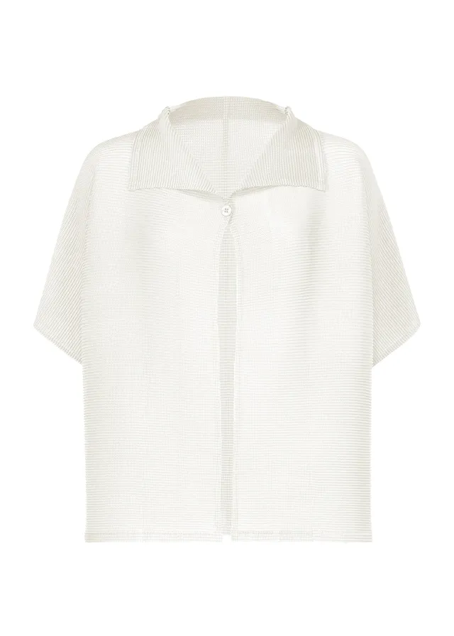 Issey Miyake Square Stretch Pleats kardigan bílý