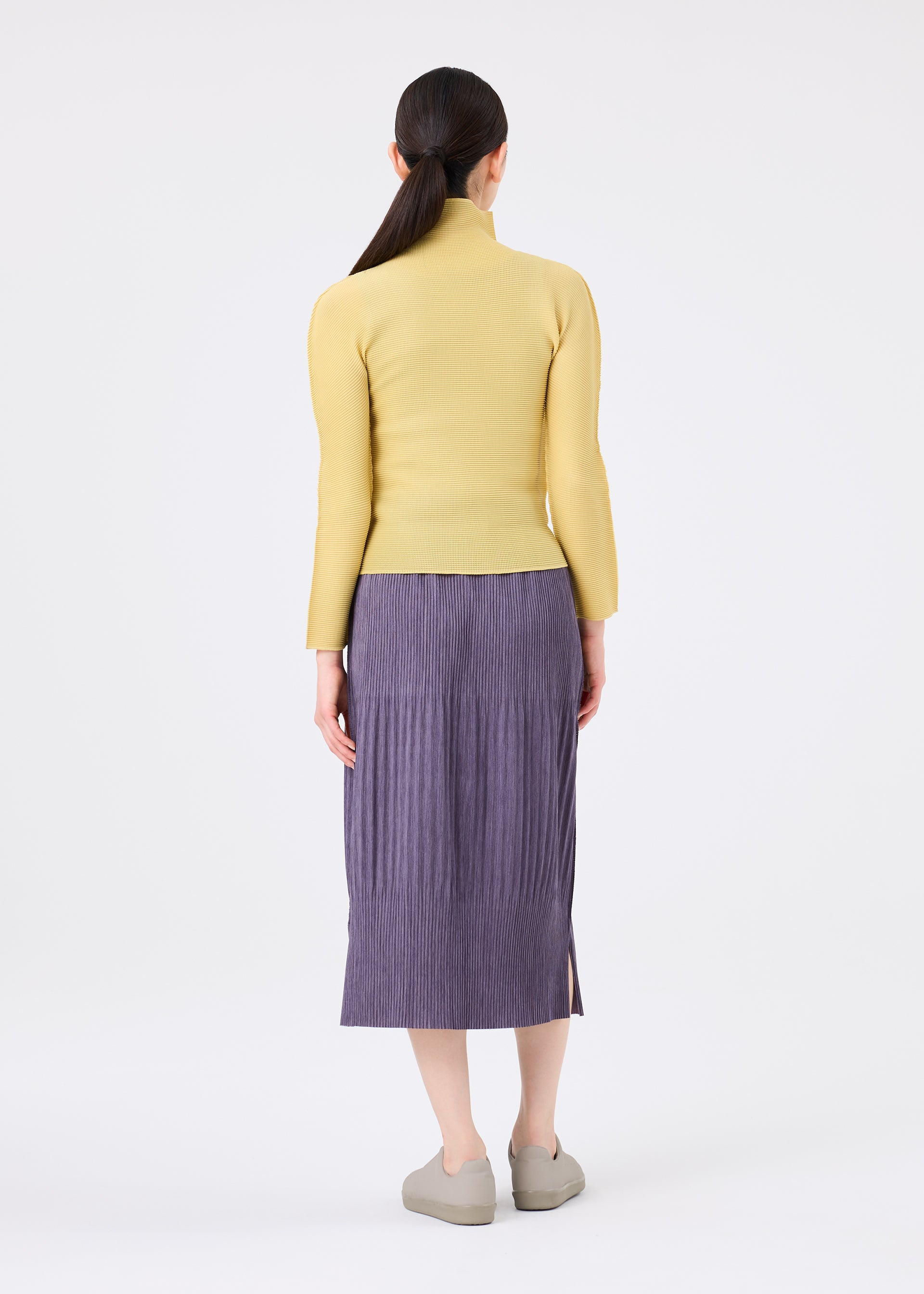 Issey Miyake Mix Fine Knit Pleats sukně béžová plisovaná