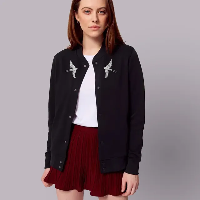 Magifešn Bomber mikina černá Retro vlaštovky bio