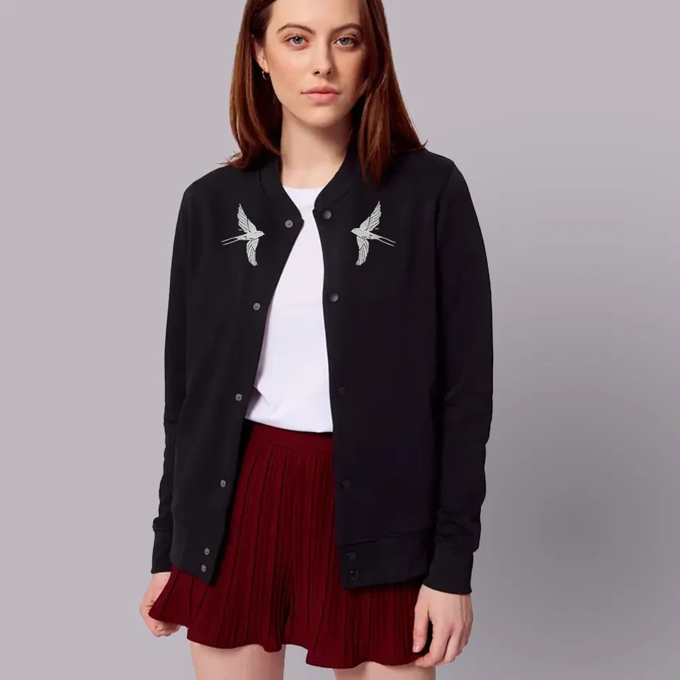Magifešn Retro vlaštovky bomber černý biobavlna